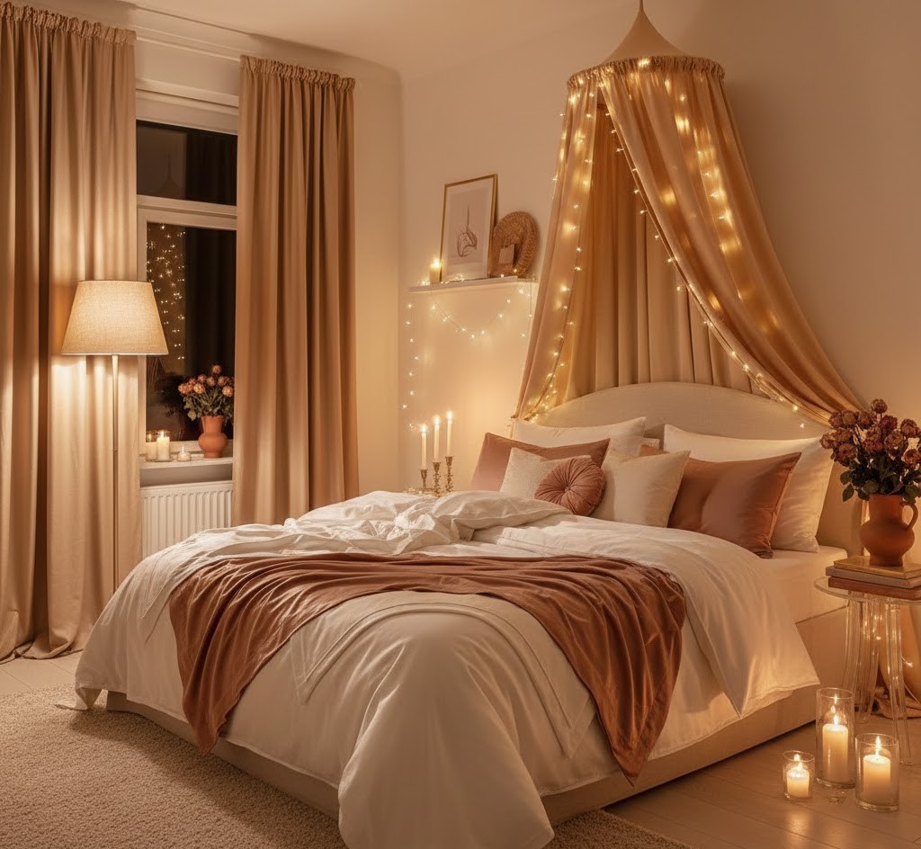 Bedroom decorated for special celebration