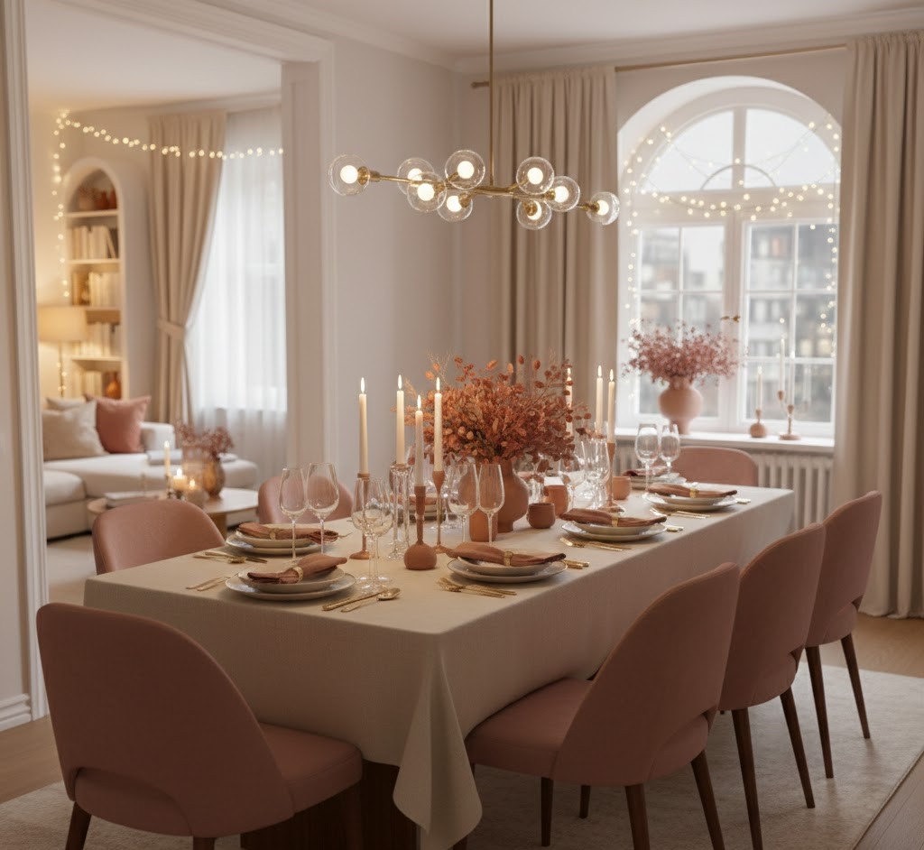 Dining area with elegant table decoration